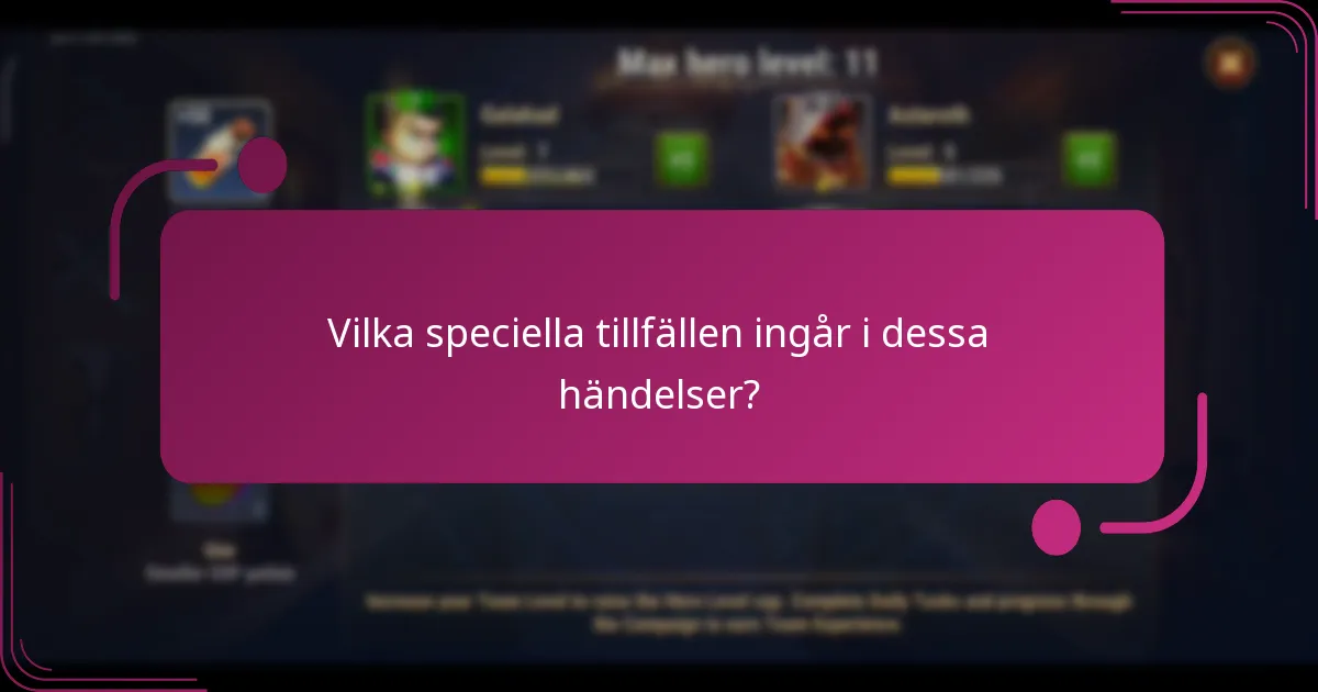 Vilka speciella tillfällen ingår i dessa händelser?
